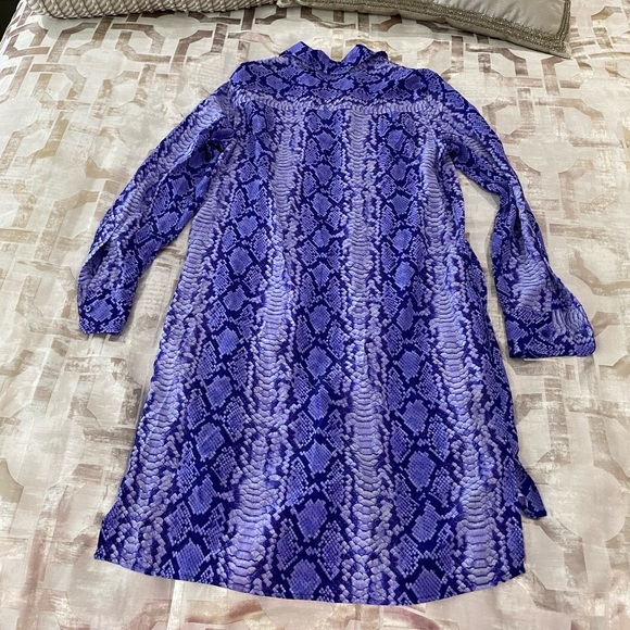 Equipment Femme Blue Silk Snake Print Dress S/P - Picture 5 of 7